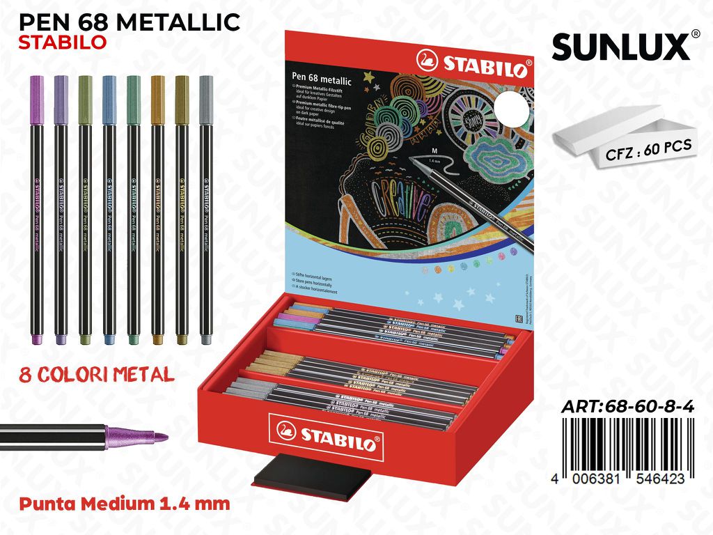 Esp Stabilo Pen 68 Metallic 8COLORI Ass.