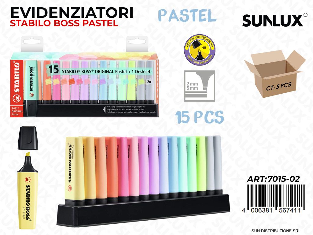 Stabilo Boss Deskset 15COL. Pastel