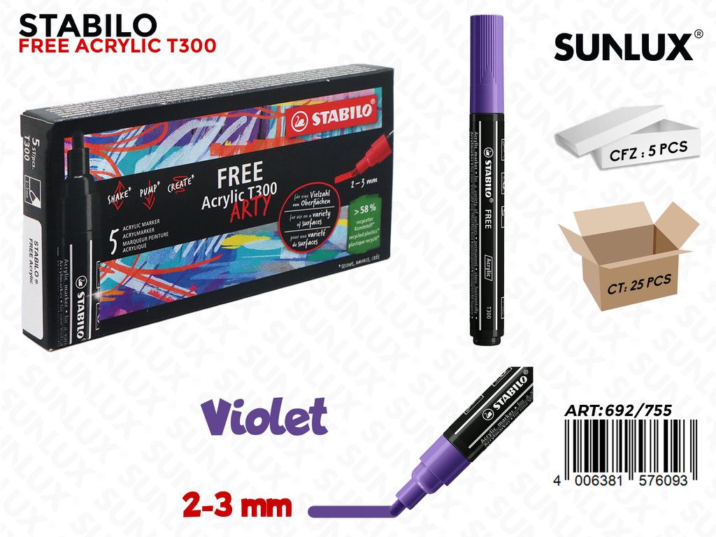 Stabilo Free Acrylic T300 Violet 2-3MM