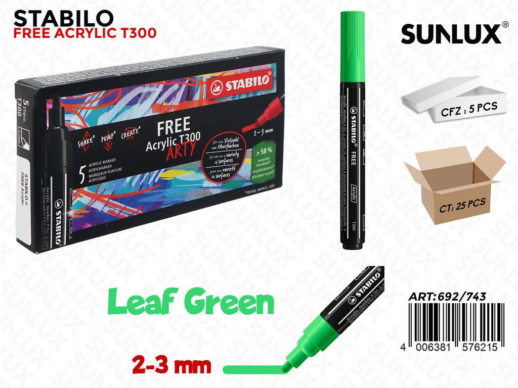 Stabilo Free Acrylic T300 Leaf Green 2-3MM