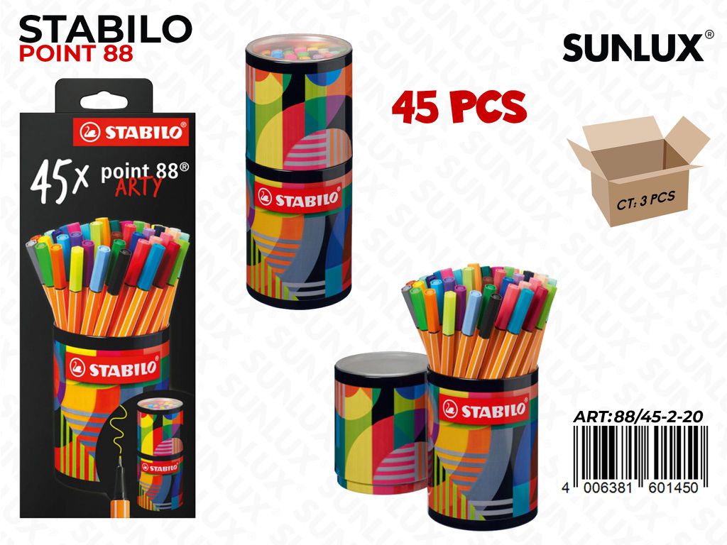Bar. Metallo Stabilo POINT88 Arty 45PCS Ass.
