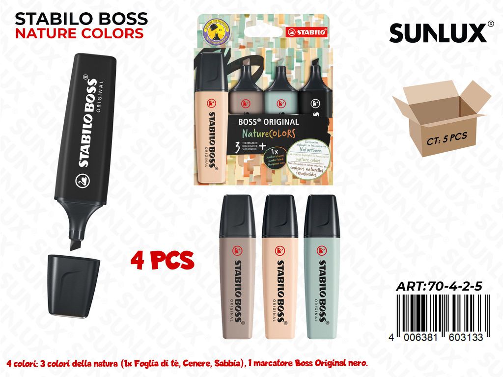 Stabilo Boss Nature 4COL Ass. / Pz da 5