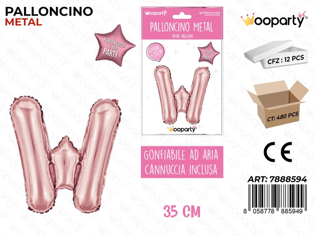 Palloncino Metal Oro Rosa 35CM Let. W