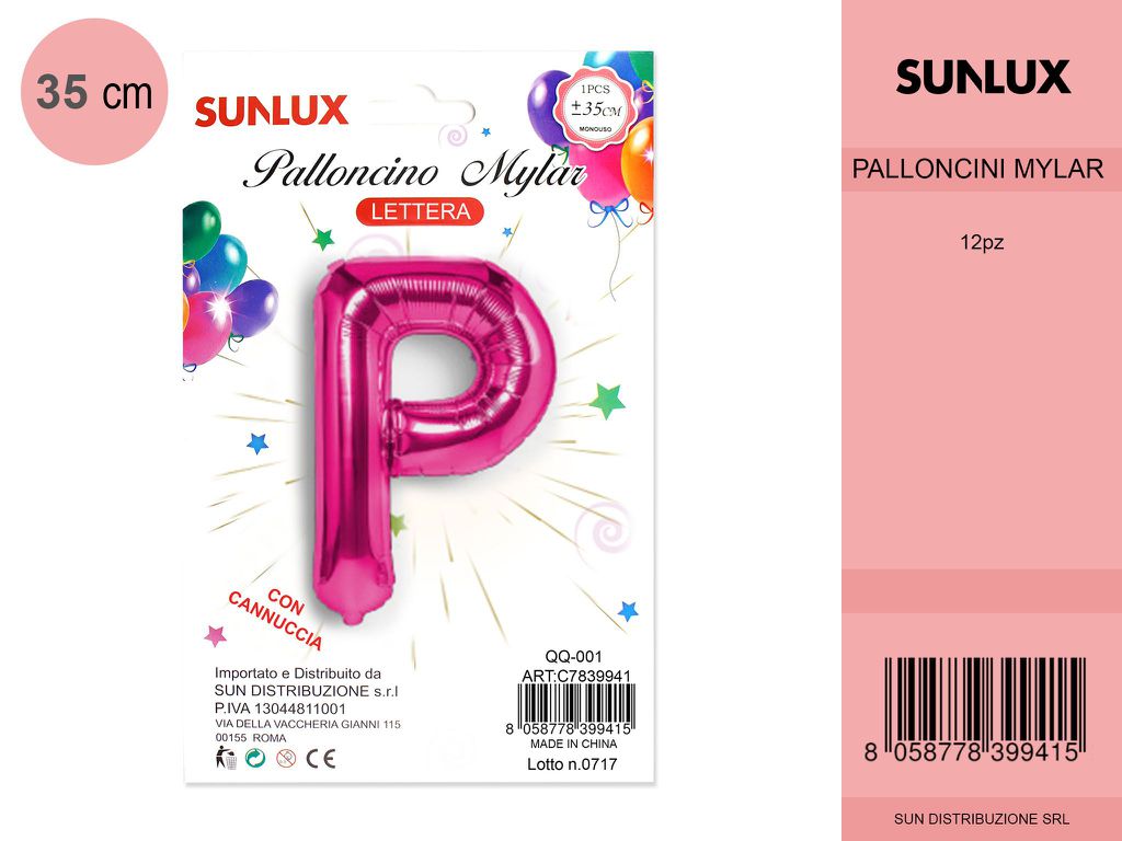 Palloncino Mylar Fucsia Lettera P