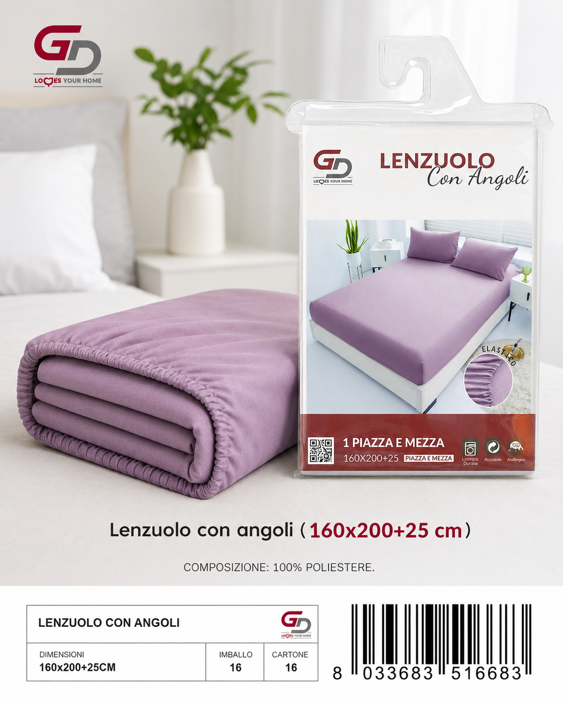 Lenzuolo Con Angoli 1Piazza E Mezza