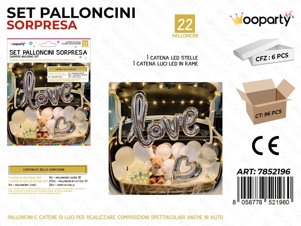 Set Palloncini Sopresa Love Arg. 24PCS
