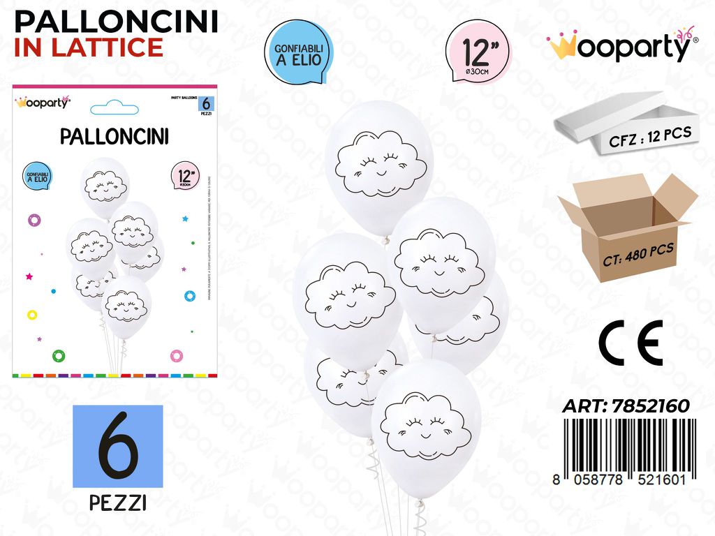 Wooparty Palloncini Nuvola 6PCS 30CM