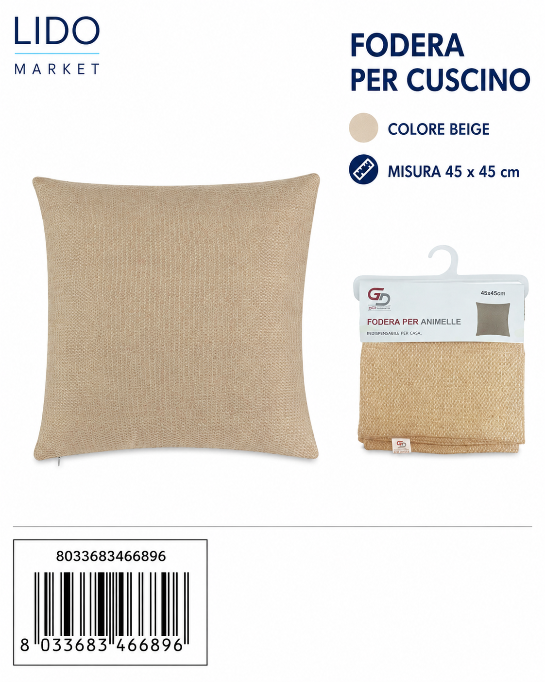 Federa Per Cuscino Animelle 45*45Cm