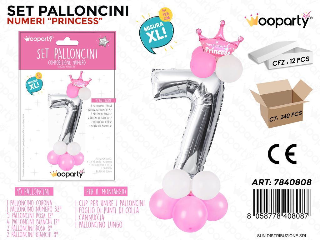 Set Palloncini N.7 Princess 15PCS ASS.125CM