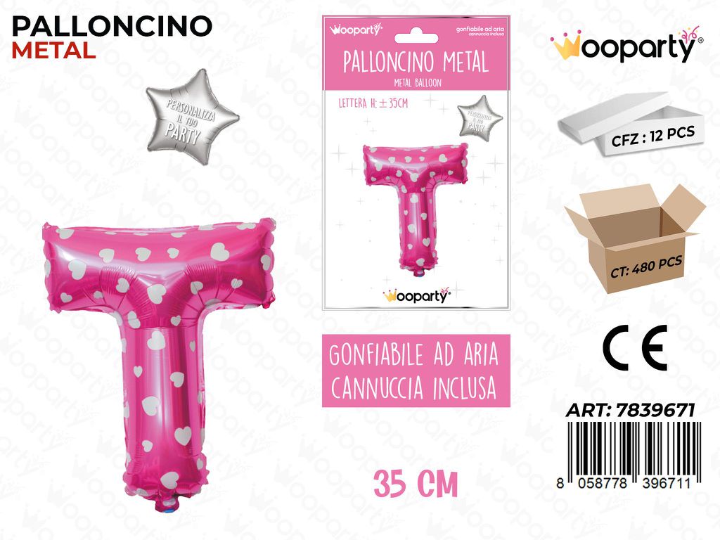 Palloncino Metal Rosa c/Cuore Let. T 35CM