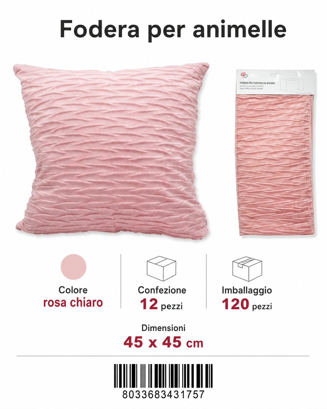 Federa Per Cuscino Animelle 45*45Cm