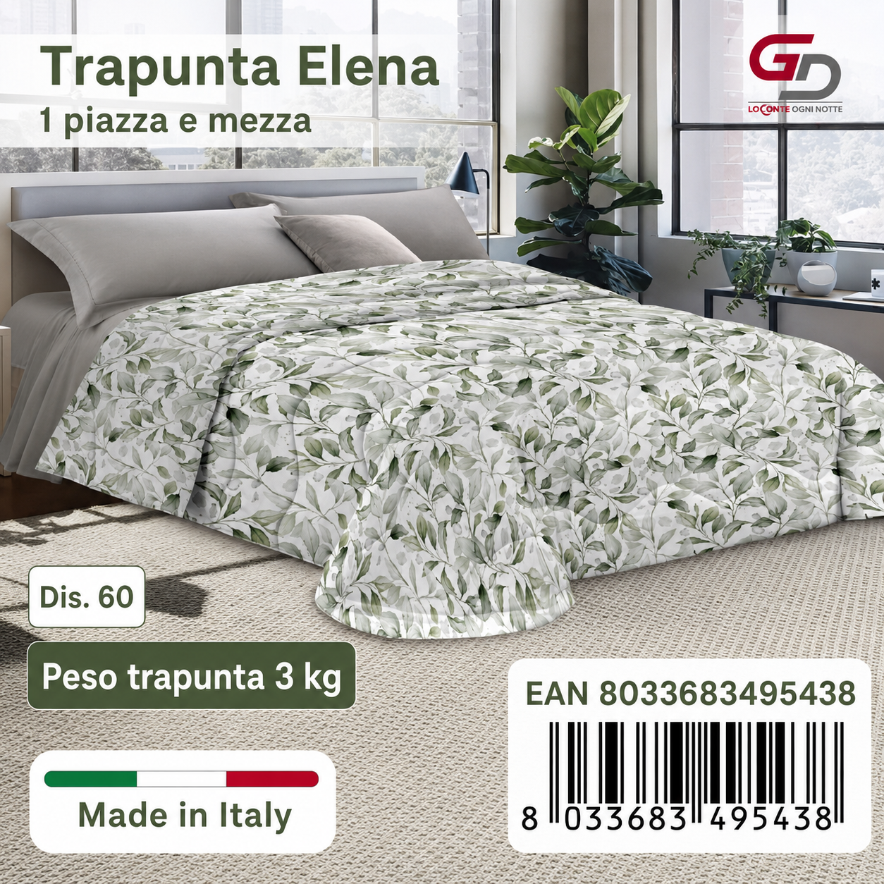 Trapunta Elena Stp 1P1/2 Dis.60 Peso Trapunta 3Kg