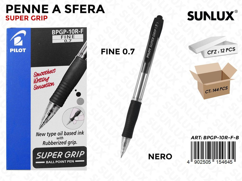 Pilot Super Grip Pen Fine Nero 0.7