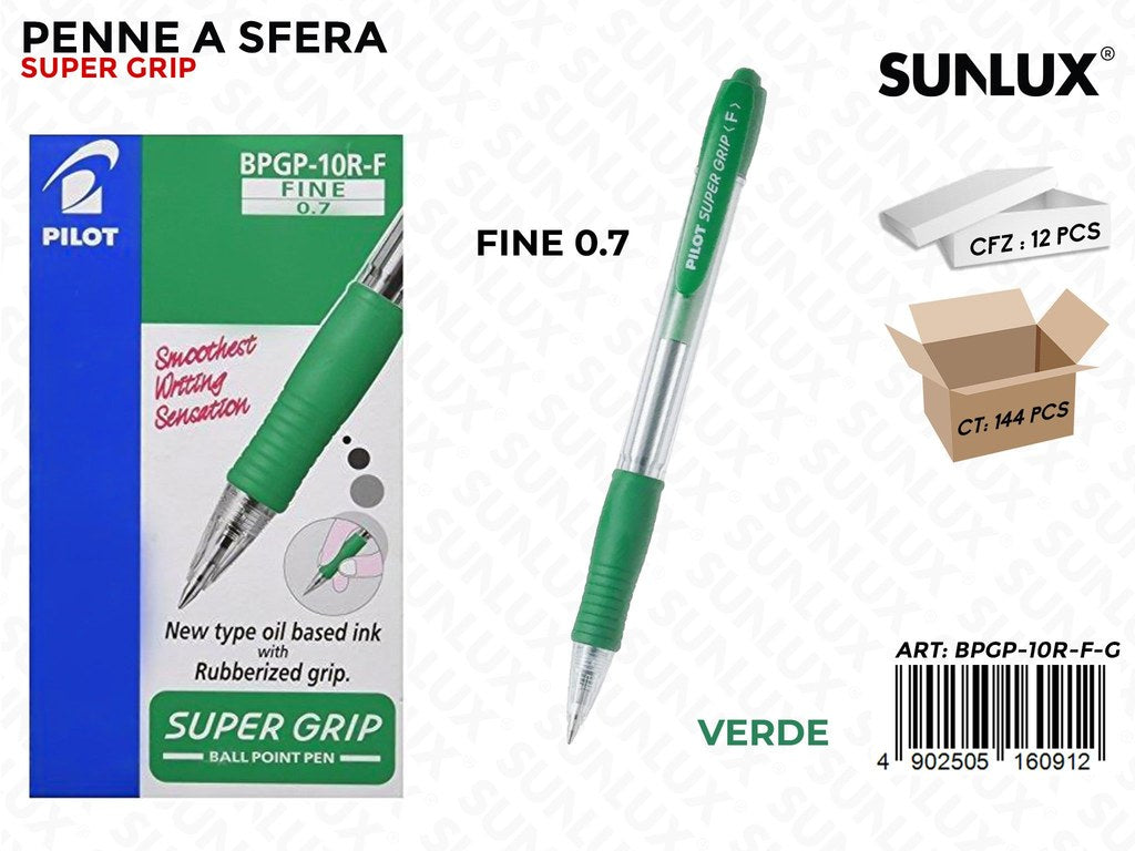Pilot Super Grip Pen Fine Verde 0.7