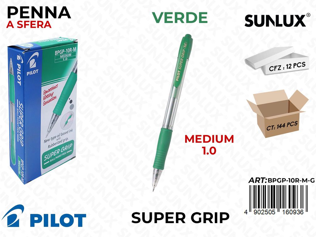 Pilot Super Grip Pen Verde a Scatto 1.0MM
