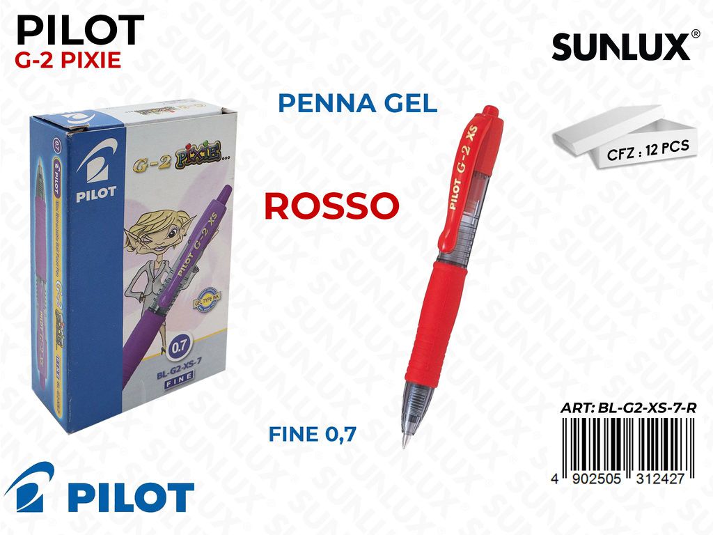 Pilot G-2 0.7 Penna Gel Pixie Rosso
