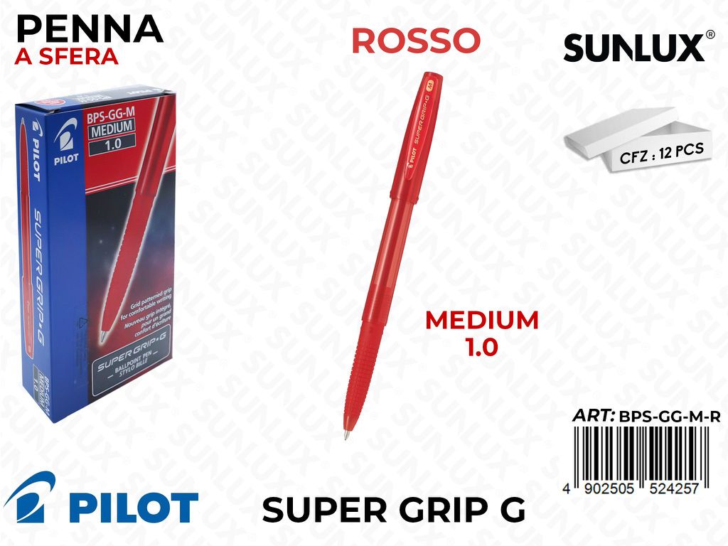Pilot Super Grip Pen Rosso Cappuccio 1.0MM