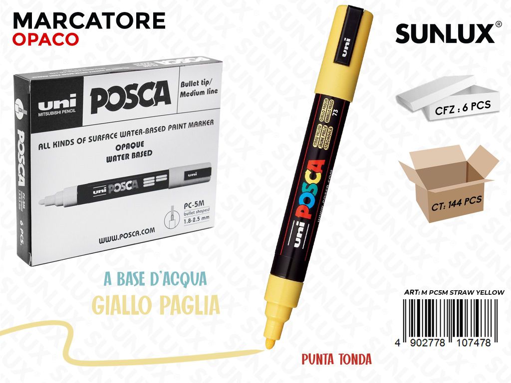 Uni Posca PC-5M M Giallo Paglia / Pz da 6