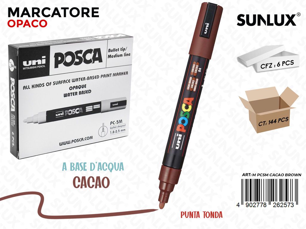 Uni Posca PC-5M M Cacao Opaco/ Pz da 6