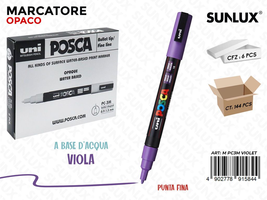 Uni Posca PC-3M M Viola 0.9-1.3MM / Pz da 6