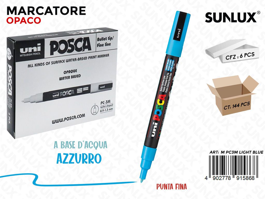 Uni Posca PC-3M M Azzurro 0.9-1.3MM / Pz da 6