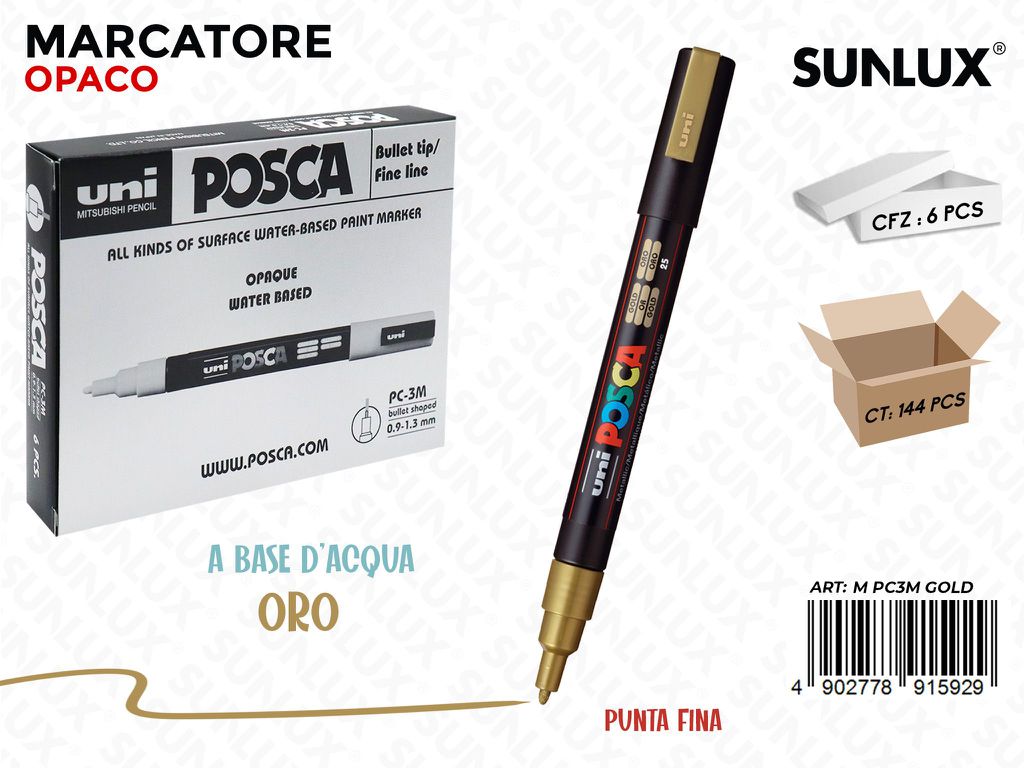 Uni Posca PC-3M M Oro 0.9-1.3MM / Pz da 6