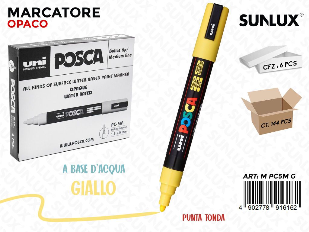 Uni Posca PC-5M M Giallo / Pz da 6