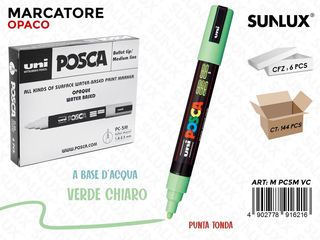 Uni Posca PC-5M M Verde Chiaro / Pz da 6