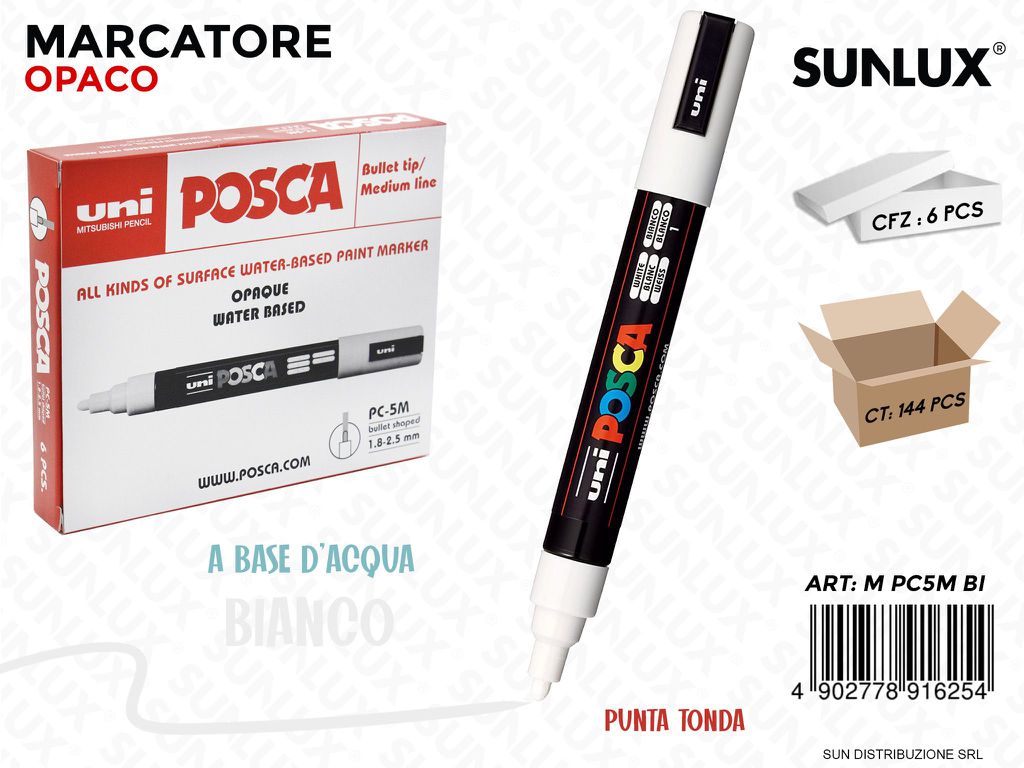 Uni Posca PC-5M M Bianco da 6