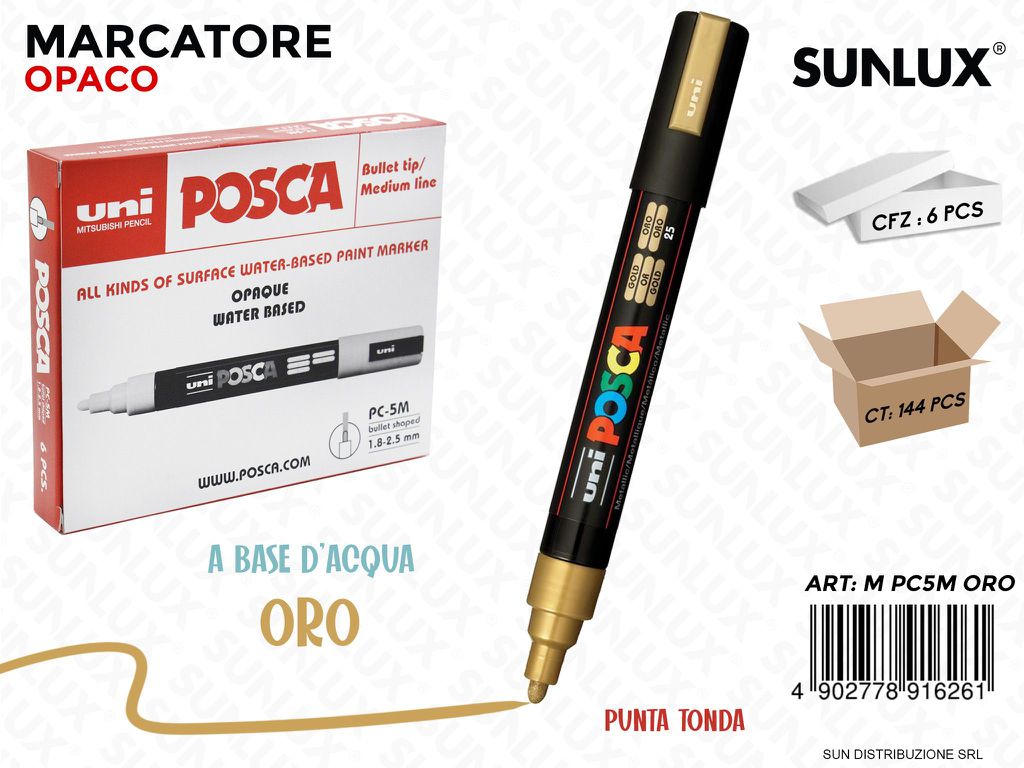 Uni Posca PC-5M M Oro Opaco/ Pz da 6