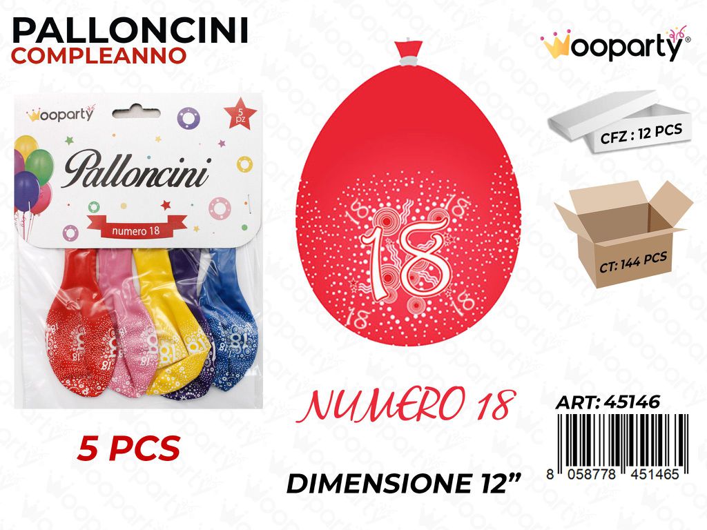 Palloncini D.12 Multicolore N.18 5PCS /Pz da 12CFZ