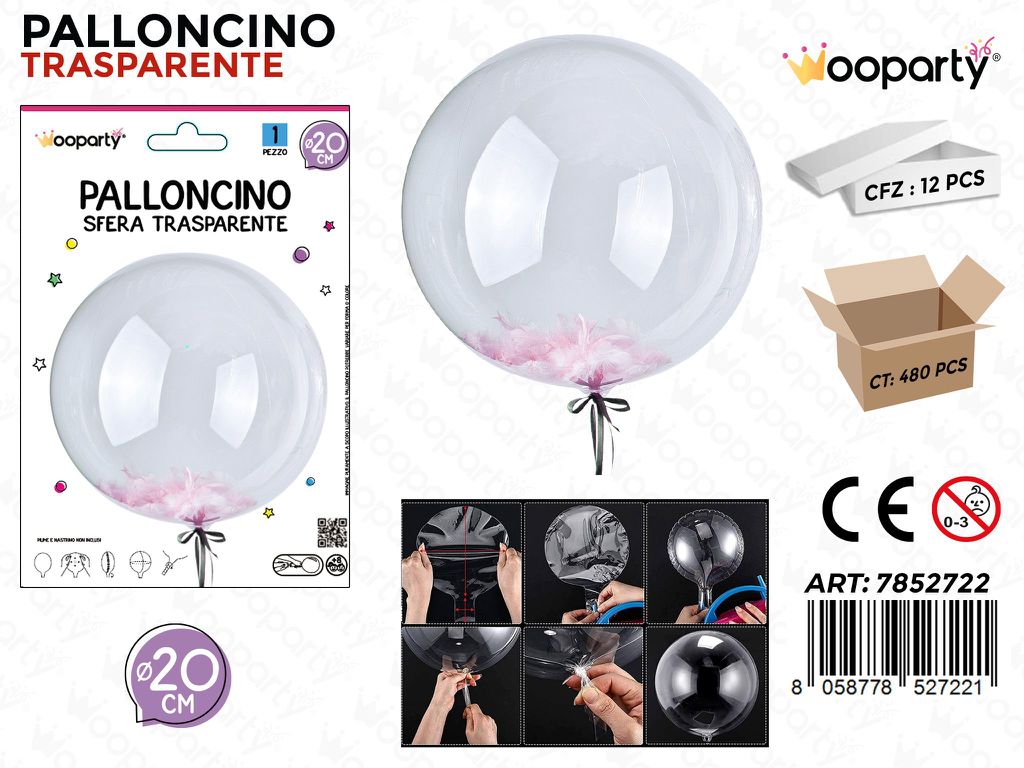 Wooparty Palloncino Sfera Trasp. Tpu D.20CM