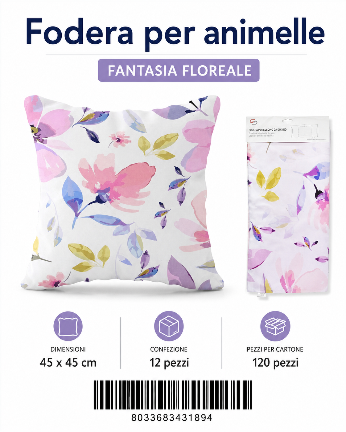Federa Per Cuscino Animelle 45*45Cm