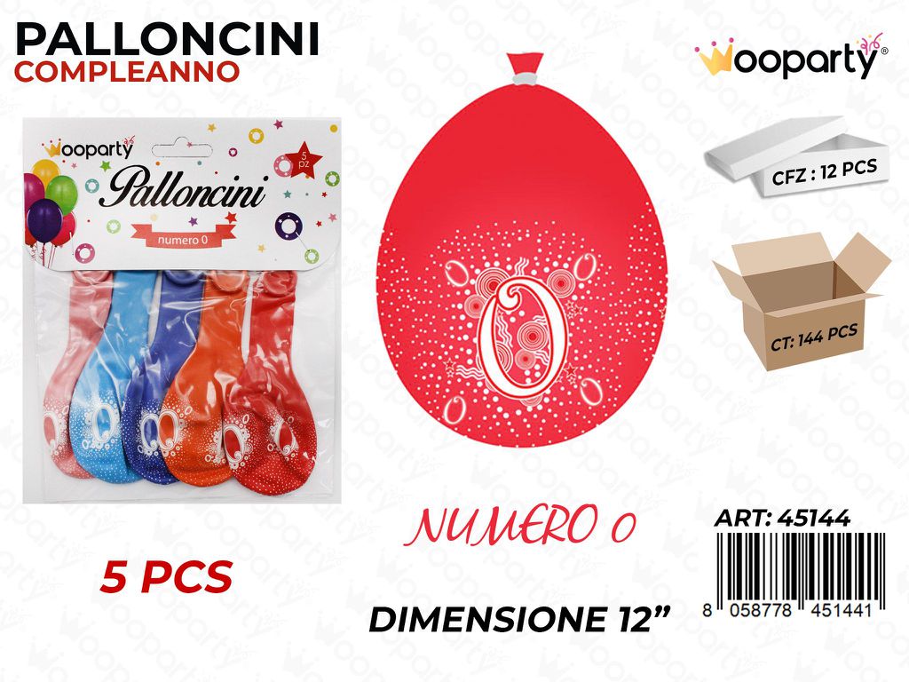 Palloncini D.12 Multicolore N.0 5PCS /Pz da 12*CFZ