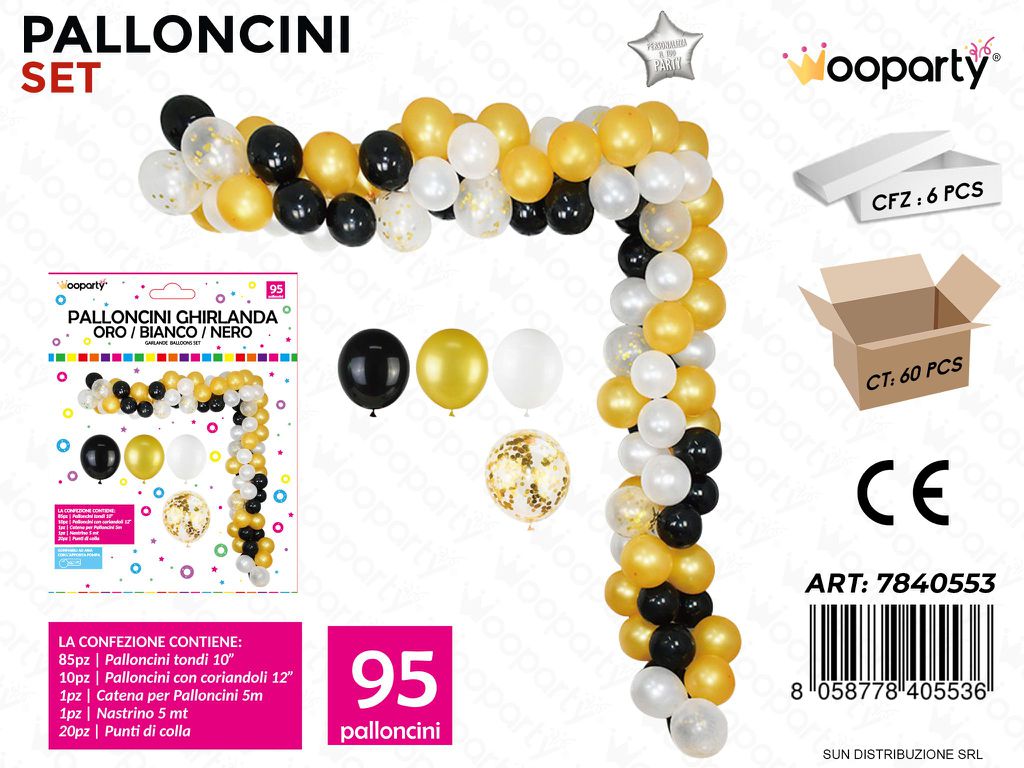 Palloncini Ghirlanda ORO*BIA.*NERO 95PCS