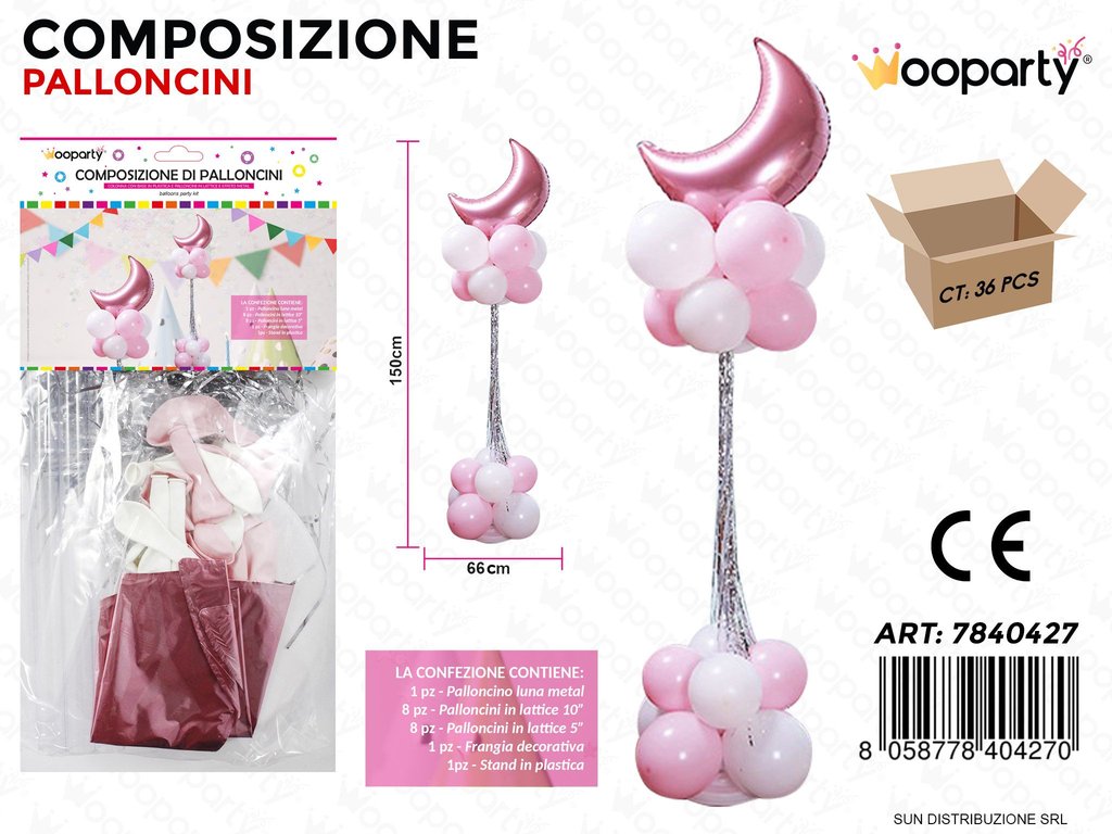 Comp. di Palloncini Luna Rosa 66*150CM
