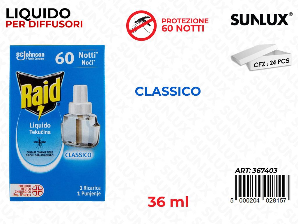 Raid Liquido Ricarica Inodore 60GG 36ML