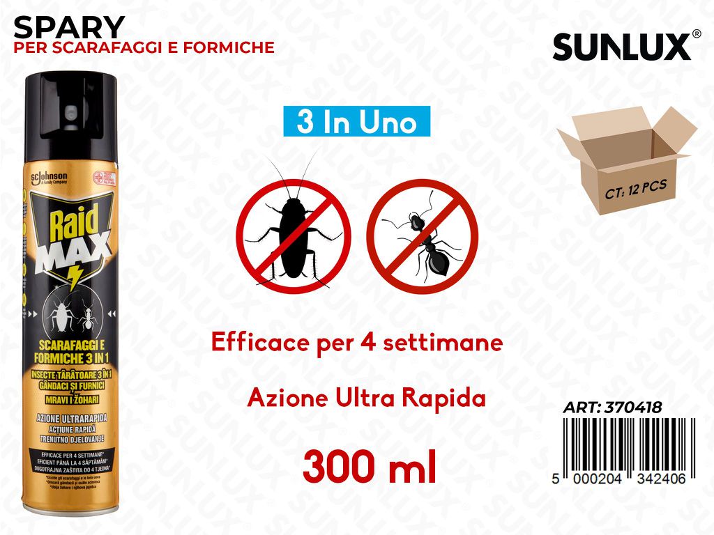 Raid Insetticida Max Scaraf.- Formiche 300ML