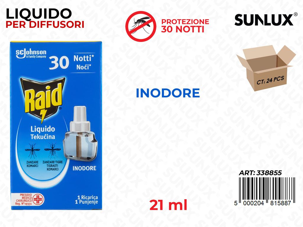 Raid Liquido Ricarica Inodore 30GG 21ML