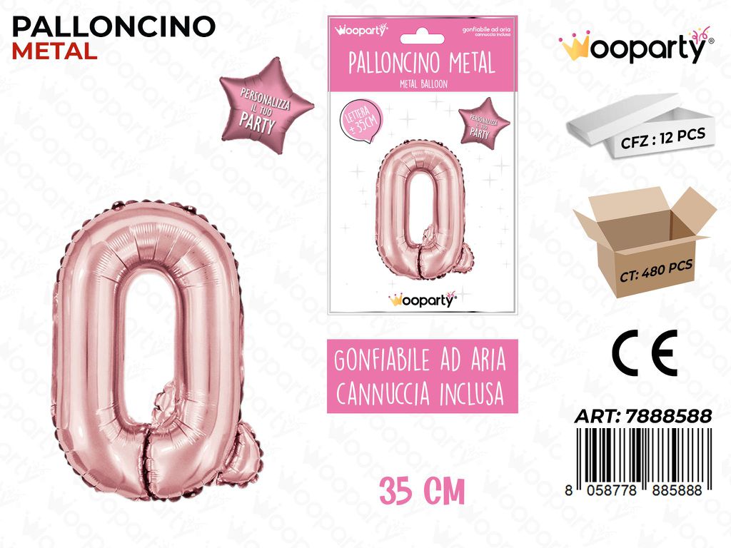 Palloncino Metal Oro Rosa 35CM Let. Q