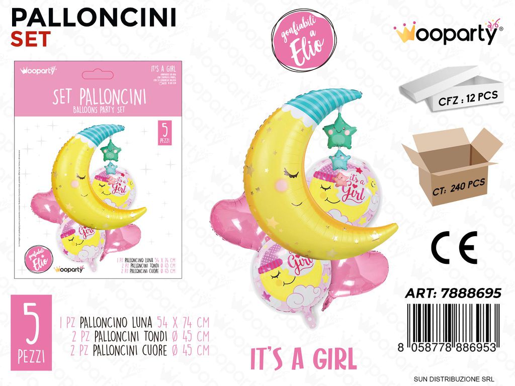 Set Palloncini Its a Girl 5PCS Ass.