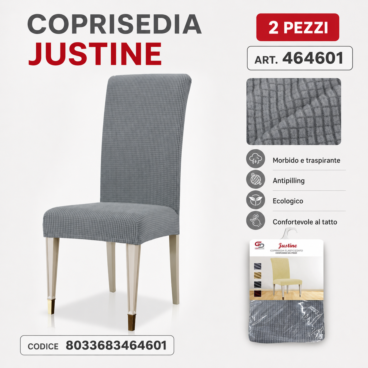 Coprisedia Justine 2 Pezzi