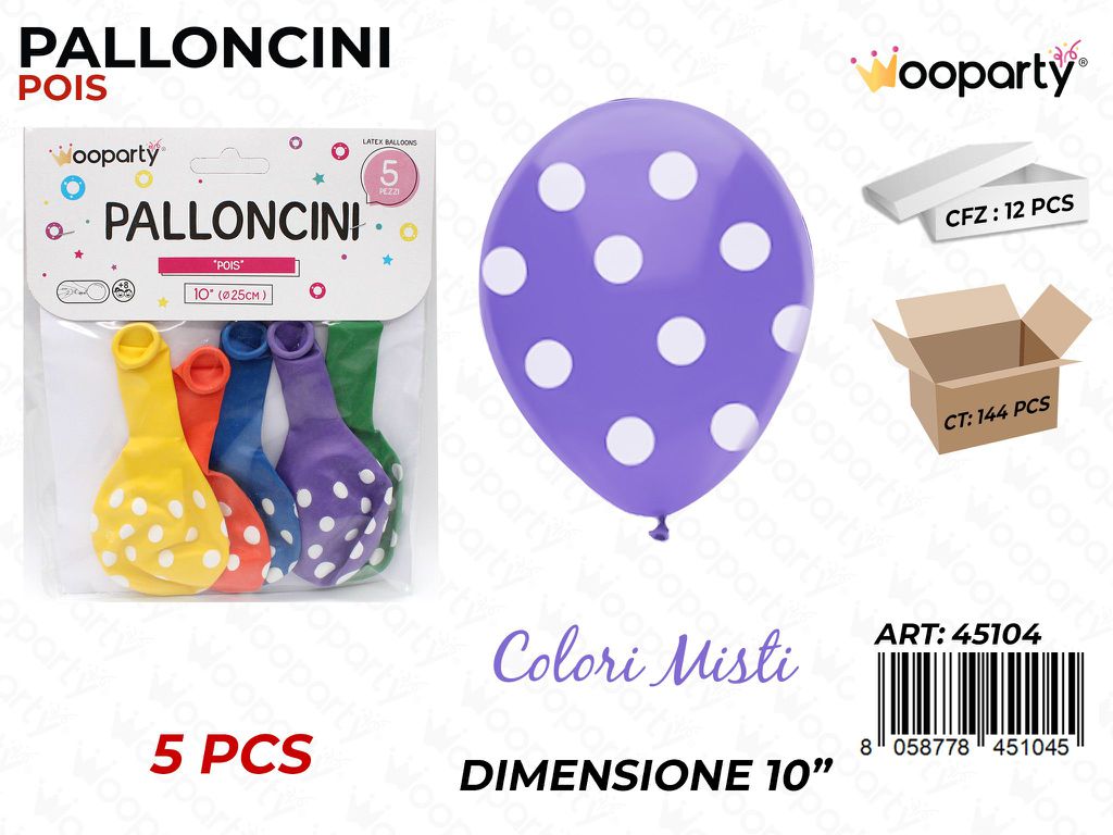 Palloncini Col. Ass. Pois 10 5PCS