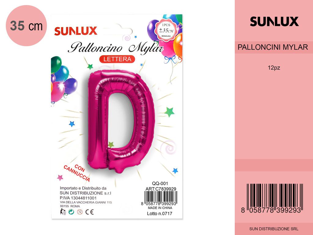 Palloncino Mylar Fucsia Lettera D