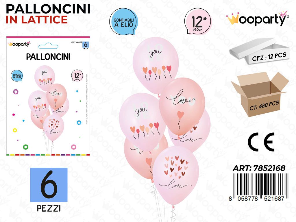 Wooparty Palloncini Love 6PCS 30CM