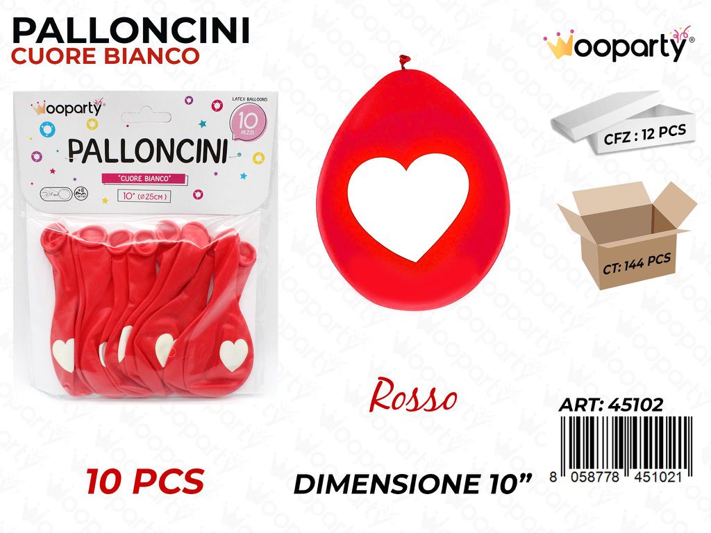 Palloncini Rosso c/ Cuore BIA.10 10PCS