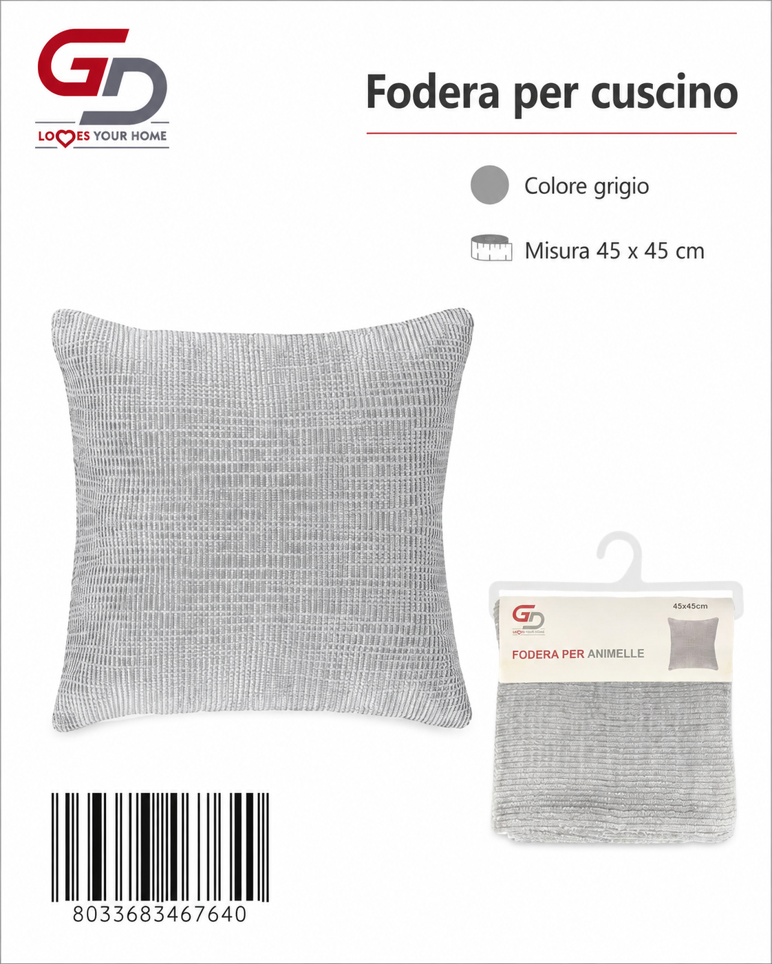Federa Per Cuscino Animelle 45*45Cm