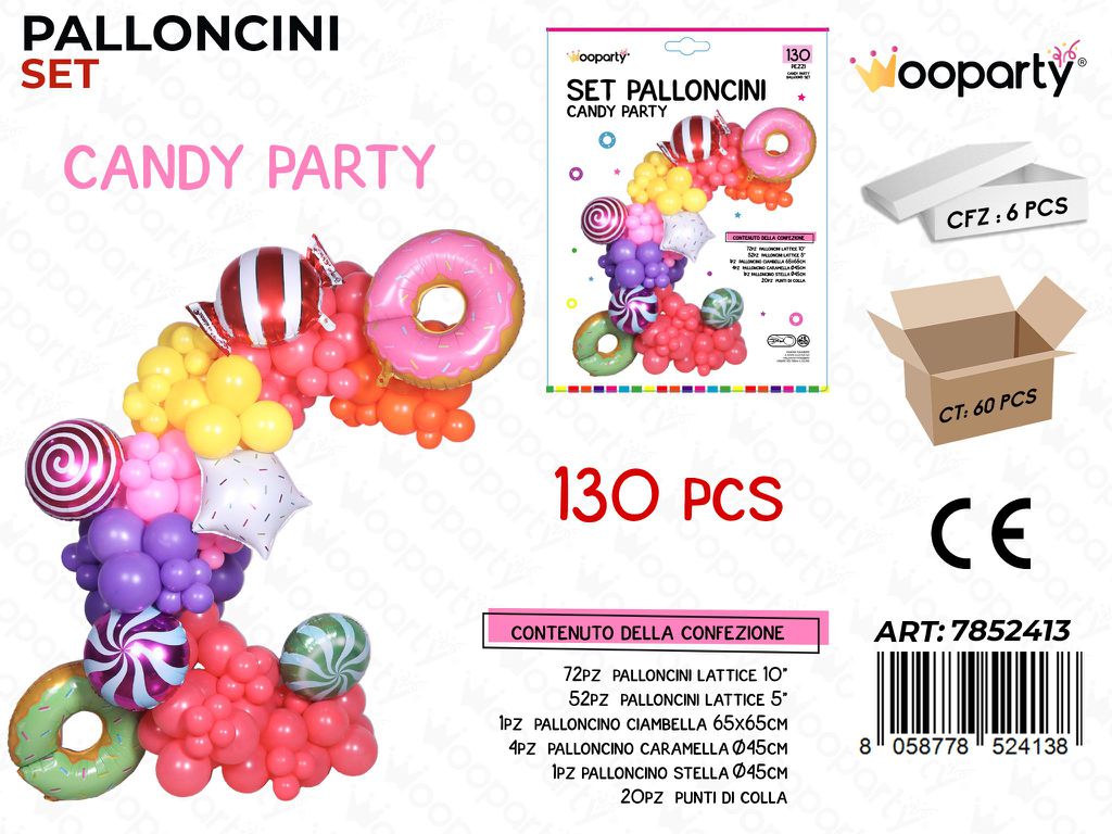 Set Palloncini Candy Party 130PCS Ass.