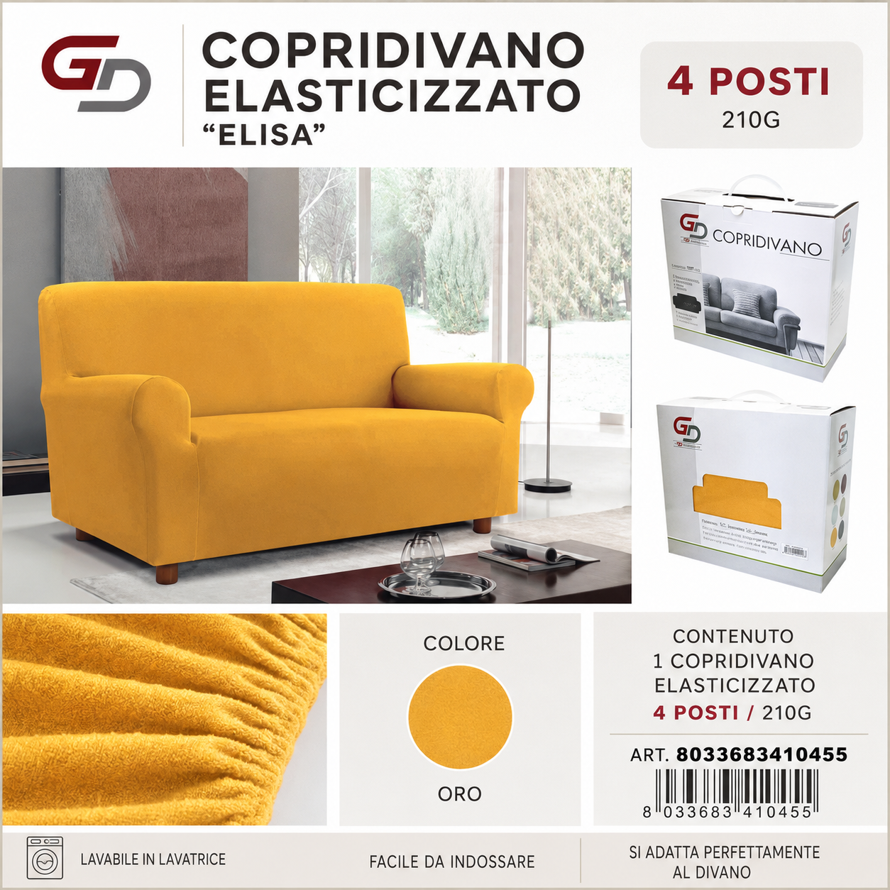 Copridivano 4P Elasticizzato Elisa4