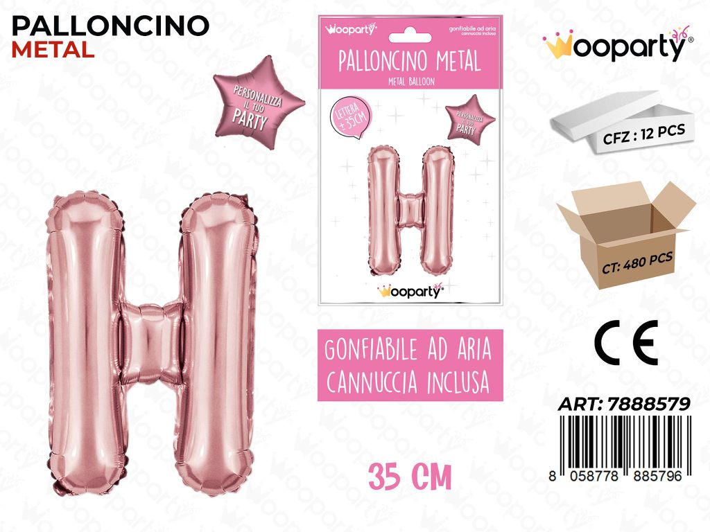 Palloncino Metal Oro Rosa 35CM Let. H